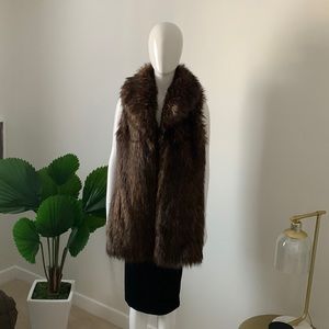 Faux Fur Vest Brown Fox - Medium